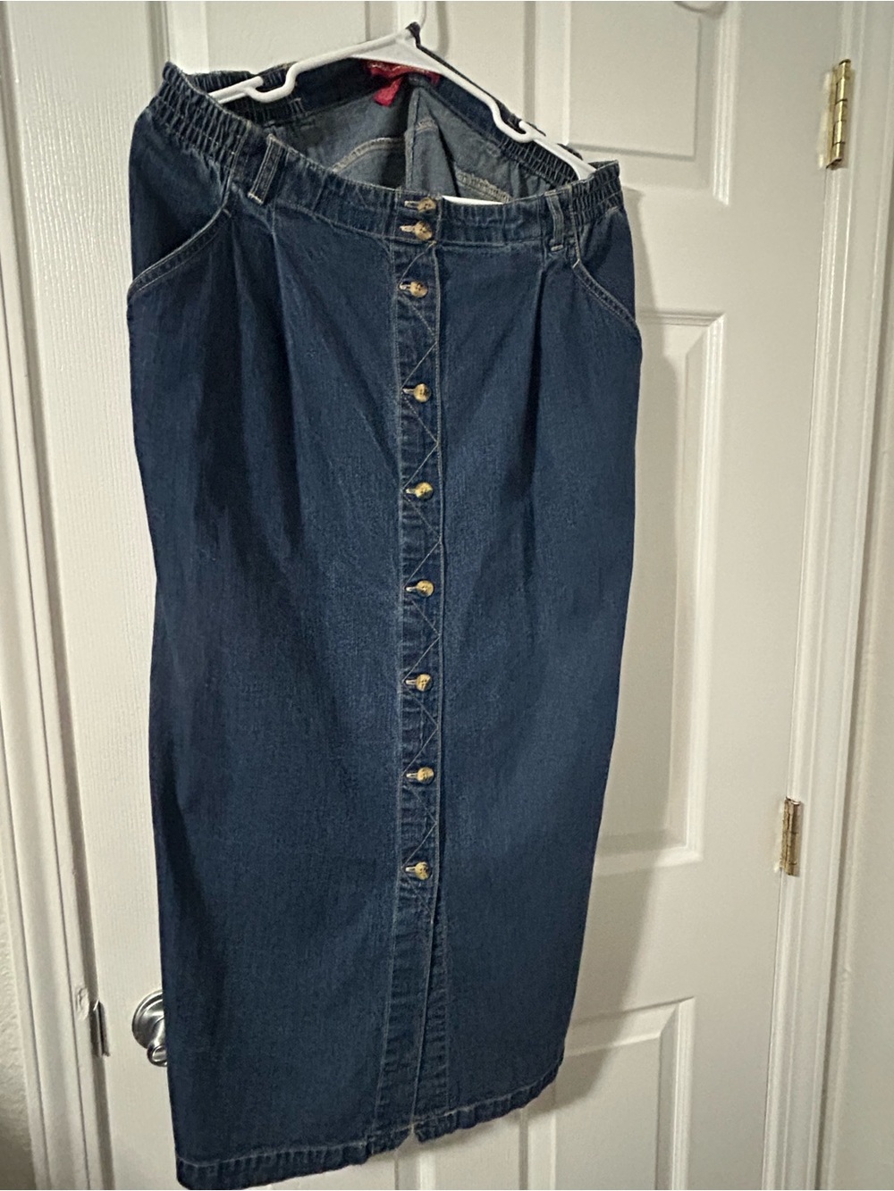 Gloria Vanderbilt Indigo Button-Front Midi Denim Skirt